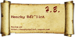 Heszky Bálint névjegykártya
